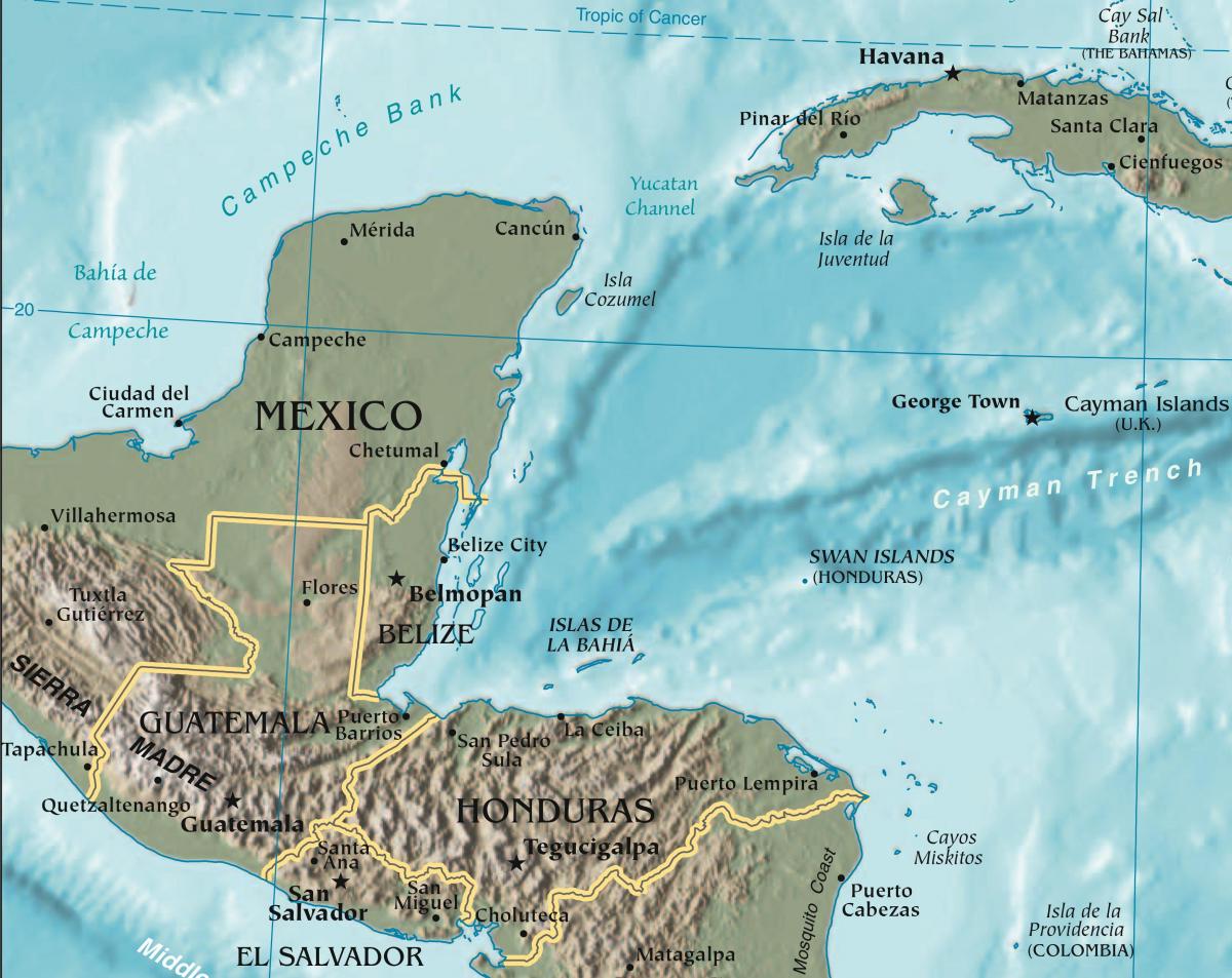 mapa ng golpo ng Honduras