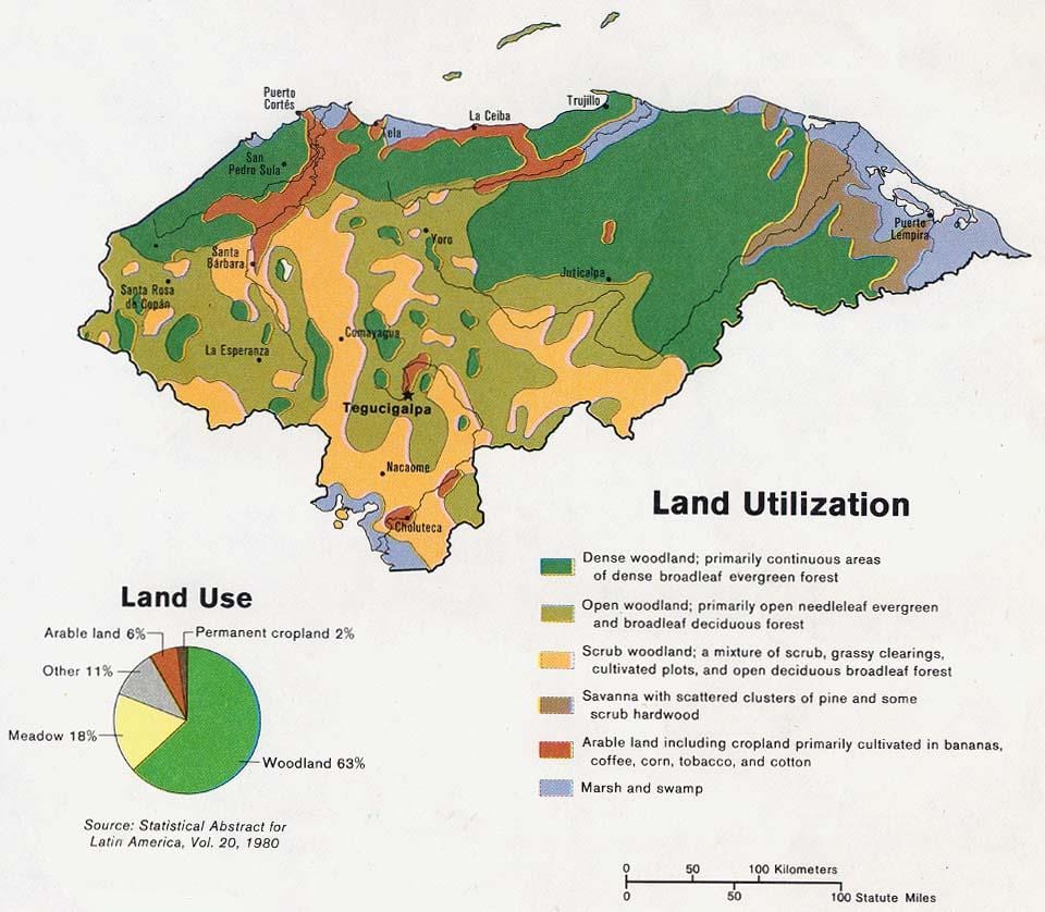 mapa ng Honduras bundok