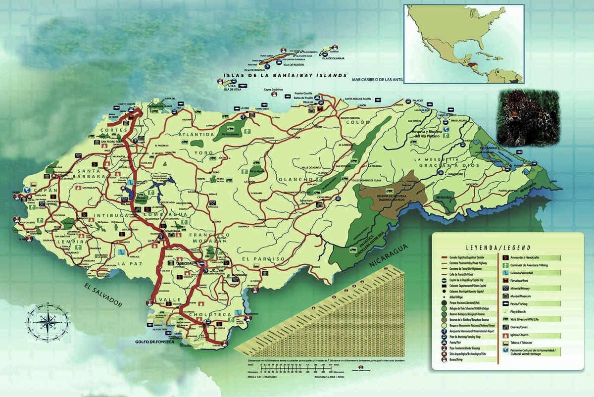 mapa ng Honduras heograpiya
