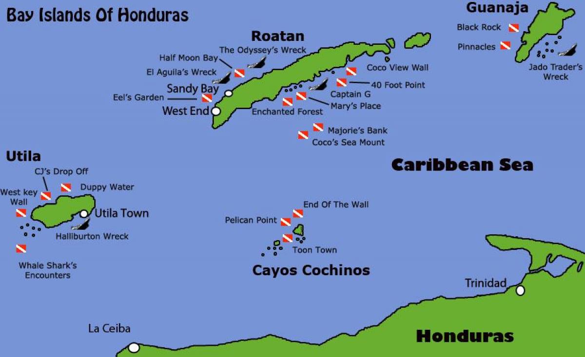 mga isla ng Honduras mapa