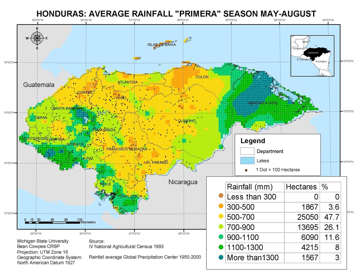 mapa ng Honduras klima