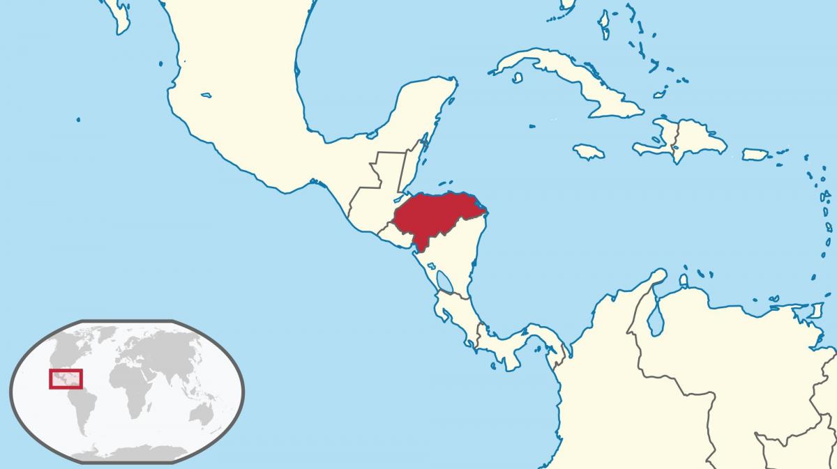 Honduras lokasyon sa mapa ng mundo
