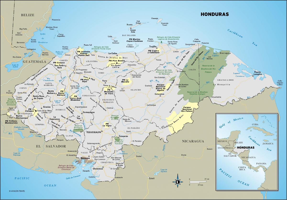 isang mapa ng Honduras 