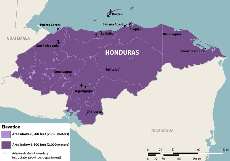 mapa ng Honduras zika