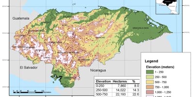 Mapa ng Honduras elevation