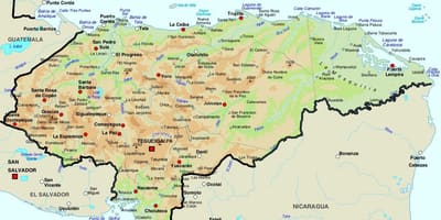 Mapa ng Honduras at mga nakapaligid na mga bansa
