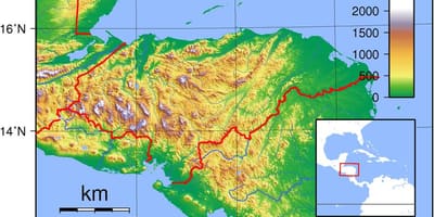 Mapa ng Honduras topographic